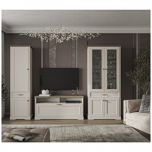 Шкаф с витриной TOSCANA NEW 2V2D1S Персидский жемчуг/Каньон