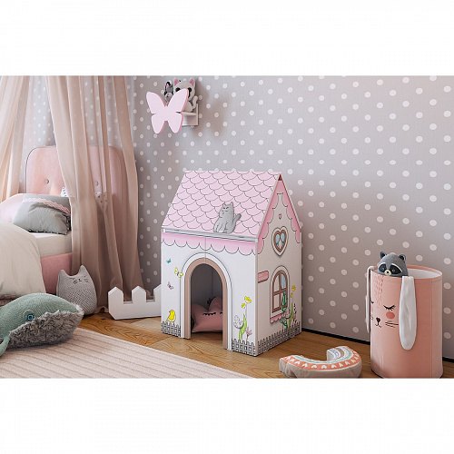 Стол Домик белое дерево/розовый