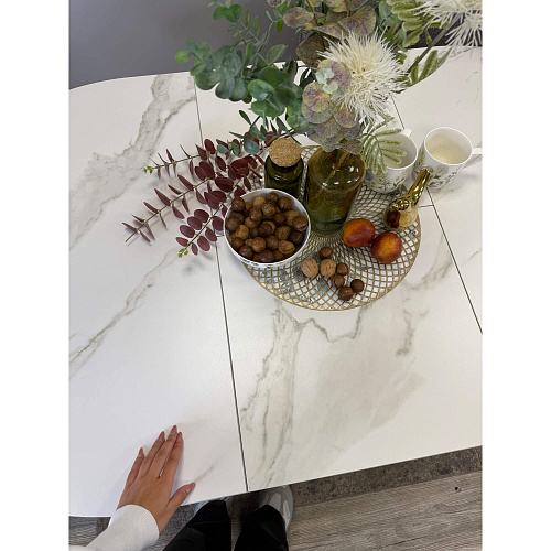 Стол обеденный Kenner DO1200 белый/керамика мрамор белый