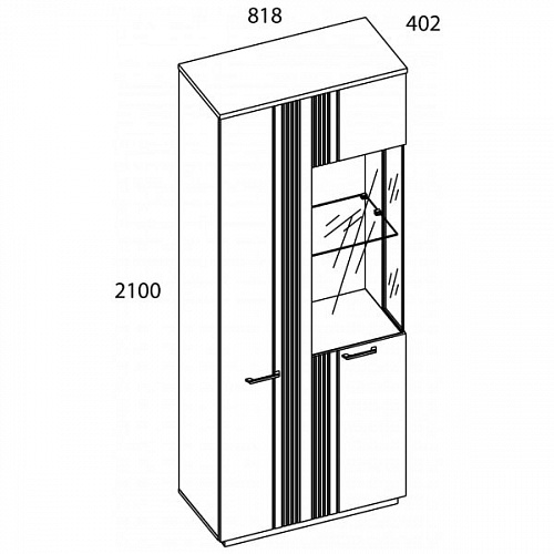 Шкаф с витриной MATEO 1V1D L Белый/Дуб наварра
