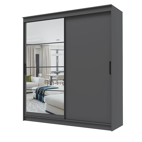 Шкаф-купе ГРАНД 1 2,0 Графит/Зеркало/Графит ЛДСП