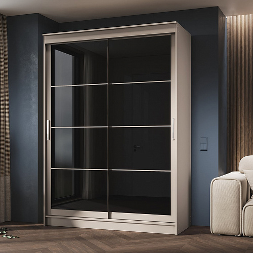 Шкаф-купе ГРАНД 1 1,6 Сатин/Лакобель черный