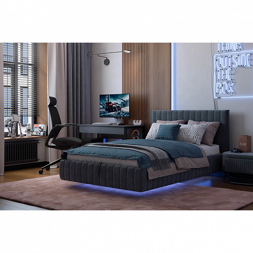 Кровать с подъемным механизмом Твикс 120х200 графит (велюр)