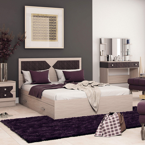 Кровать Николь Ясень Шимо-Лиственница темная 1600х2000