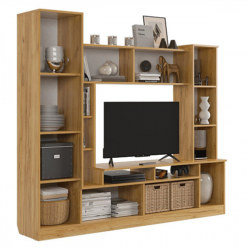 Стенка Токио дуб крафт золотой/белое дерево