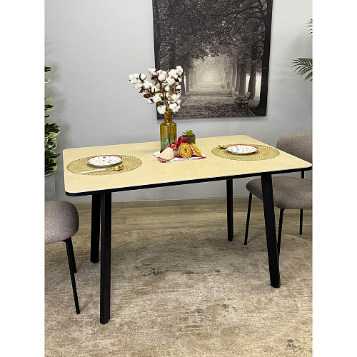 Стол обеденный Kenner AK1200 черный/керамика OKARA LIGHT YELLOW