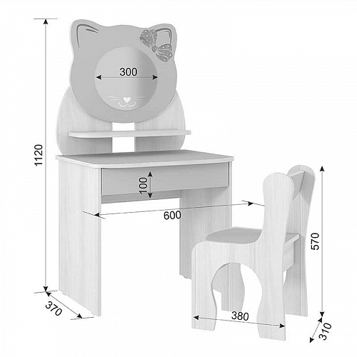 Набор детский Котенок белый рамух/розовый
