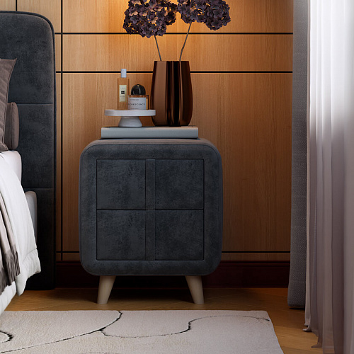 Тумба прикроватная Софи 3 грей алькантара (велюр)