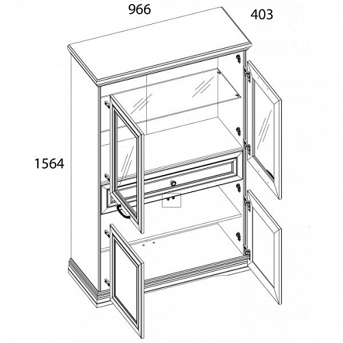 Шкаф с витриной VALENCIA 2V2D1S Серый