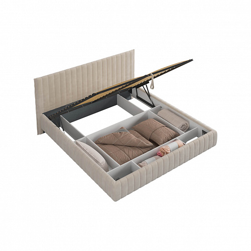 Кровать с подъемным механизмом Твикс 180х200 крем (велюр)