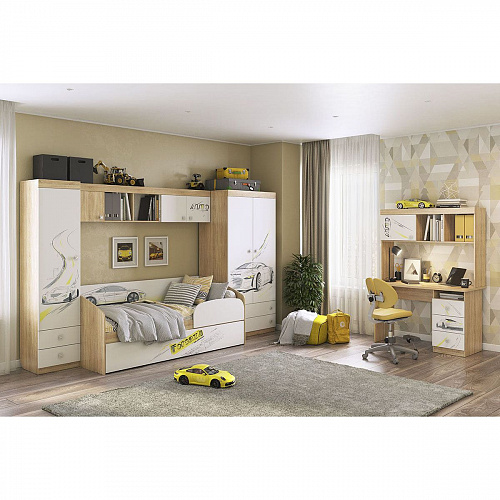 Кровать детская Форсаж дуб сонома/белый