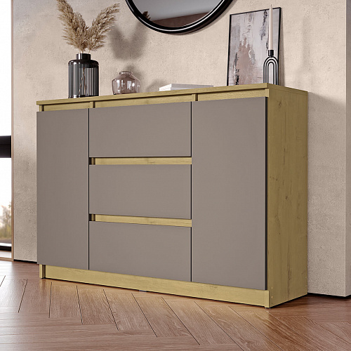 Комод ВЕГА 2Д-3Я Дуб Вотан/Мокко