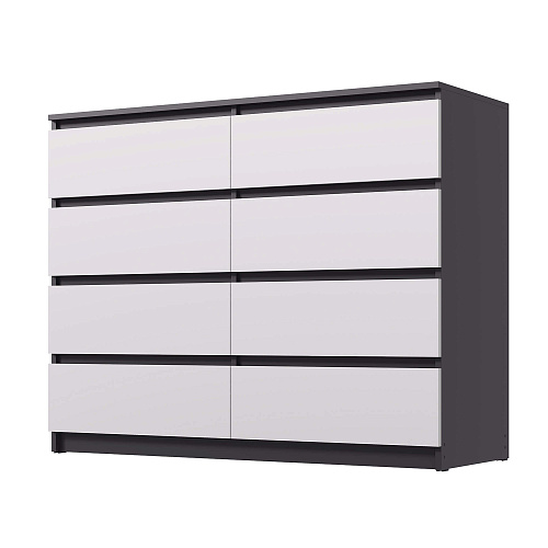 Комод ВЕГА Люкс 8Я Графит/Белый гладкий