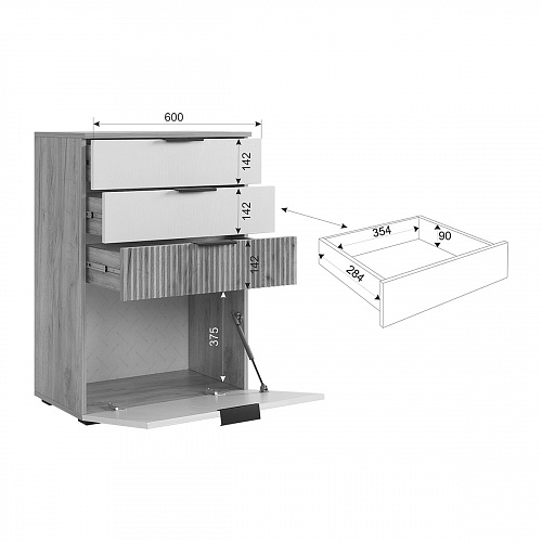 Комод Бери дуб крафт золотой/графит
