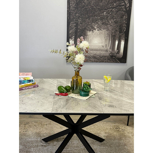 Стол обеденный Kenner BR1300 черный/керамика ITALIAN MIDDLE GRAY