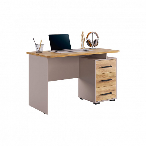 Стол компьютерный Лайт-2 кашемир/дуб крафт золотой