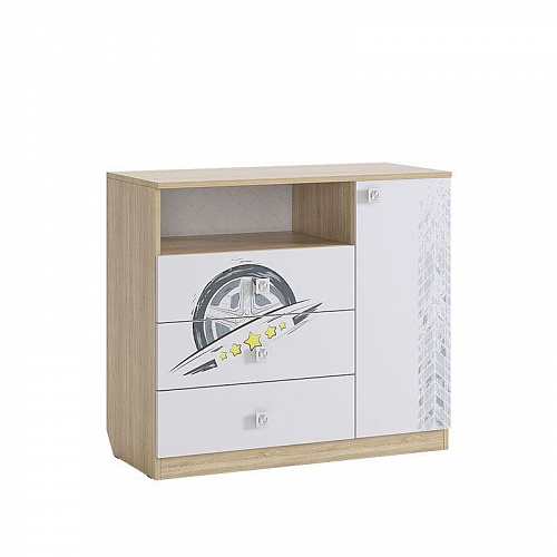 Комод Форсаж дуб сонома/белый