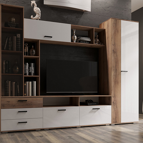 Гостиная Крокус Дуб делано/Белый гладкий