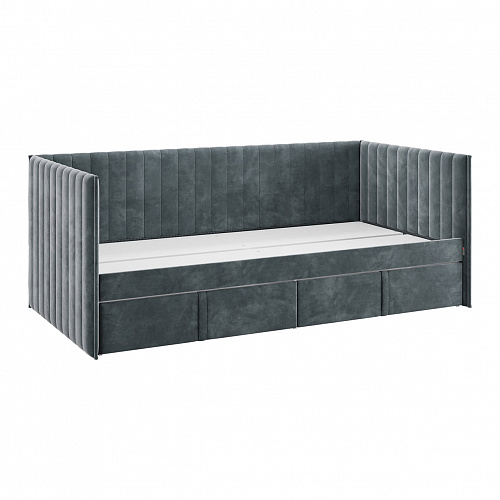Кровать с ящиками Твикс (Софа) 90х200 графит (велюр)