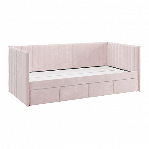 Кровать с ящиками Твикс (Софа) 90х200 нежно-розовый (велюр)