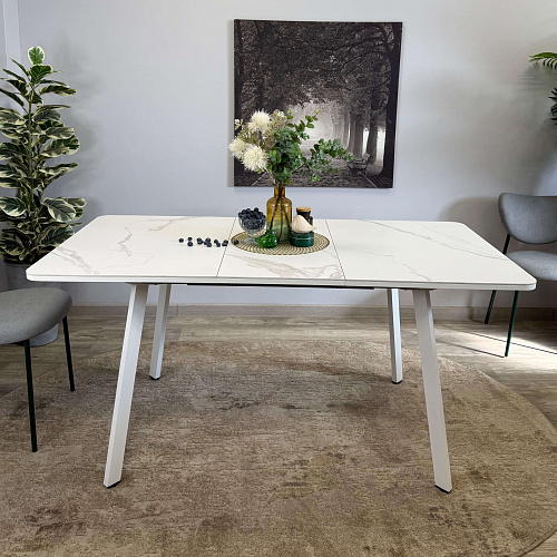 Стол обеденный Kenner AK1200 белый/керамика GLORIA WHITE