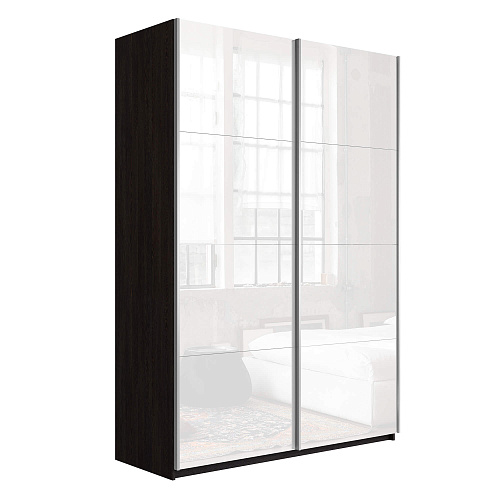 Шкаф-купе 2-х дверный Прайм Элемент Белое стекло 2300х1600х570 мм