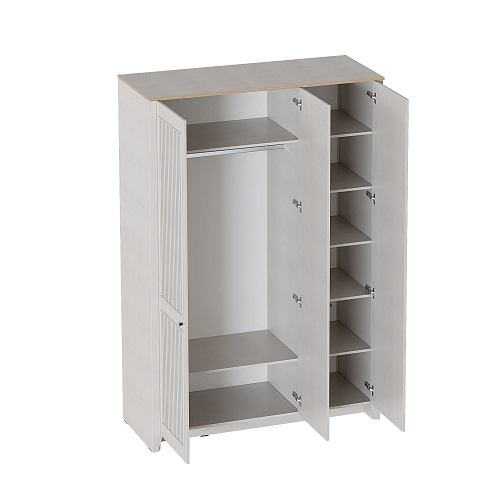 Шкаф трехдверный Валенсия МГ Персидский жемчуг/Дуб натуральный светлый