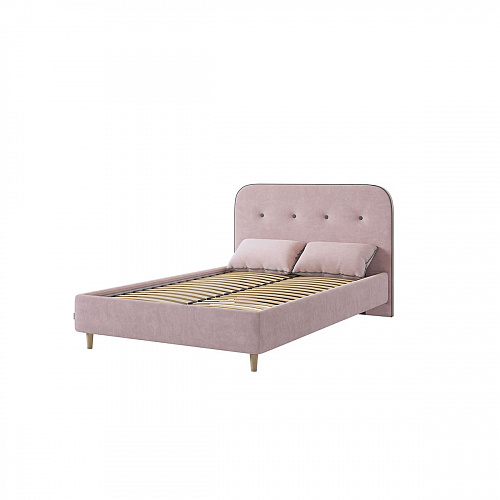 Кровать односпальная Лео 120х200 нежно-розовый/графит (велюр)