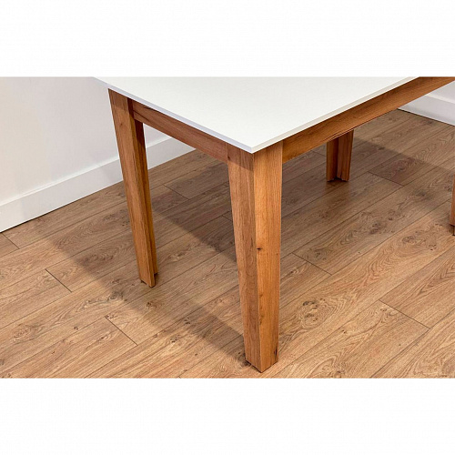 Стол обеденный раздвижной Цезарь белое дерево/дуб крафт золотой