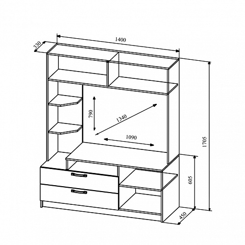 Стенка для гостиной Софи №2 Сонома/Белый NEW