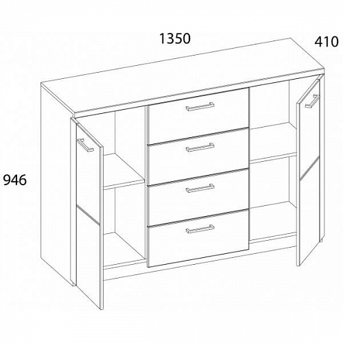 Тумба DOORSET 2D4S Дуб наварра