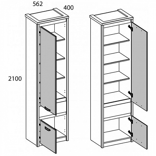 Шкаф 2D1S JAZZ Каштан найроби/Оникс