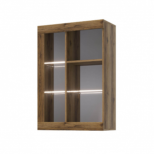 Шкаф-витрина универсальная ПРАГА Дуб делано/Белый гладкий