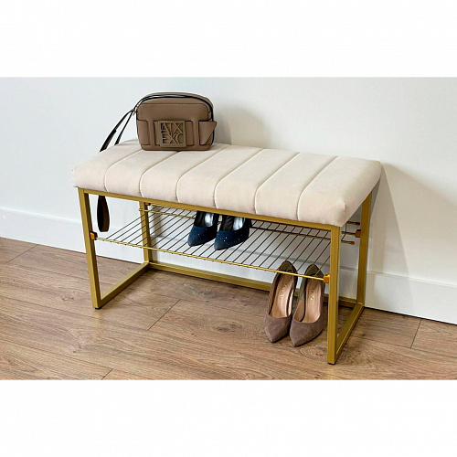 Обувница Классная 2 золото/крем (велюр)