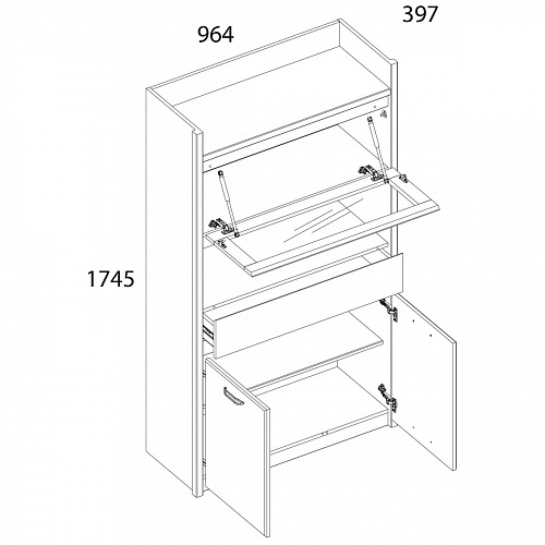 Шкаф с витриной 1V2D1S JAZZ Каштан найроби/Оникс