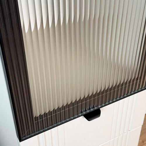 Шкаф однодверный Рич (со стеклом) кашемир/фрапучино матовый/черный