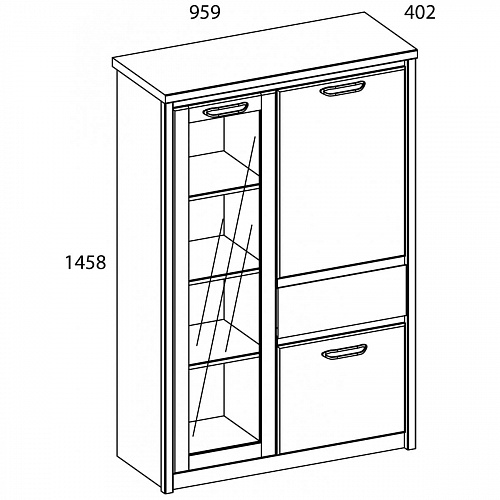 Шкаф с витриной 1V2D1S-1 JAZZ Каштан найроби/Оникс