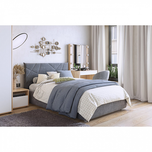 Кровать Бест 160х200 графит (велюр)