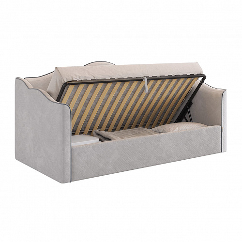 Кровать-софа Лея К1 90х200 галька (велюр)/графит (велюр)