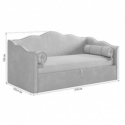 Кровать-софа Лея К1 90х200 нежно-розовый (велюр)/галька (велюр)