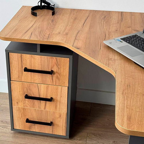 Стол компьютерный Лайт-2 1200 угловой графит/дуб крафт золотой