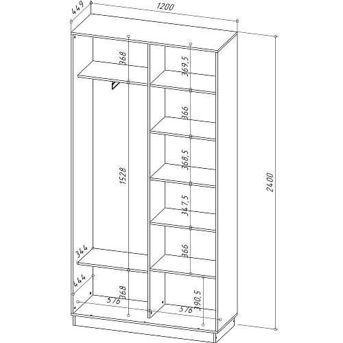 Шкаф-купе НК FIX 2-х дверный с зеркалом Белый