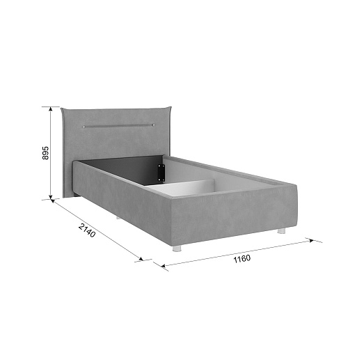Кровать односпальная Бест 90х200 нежно-розовый (велюр)
