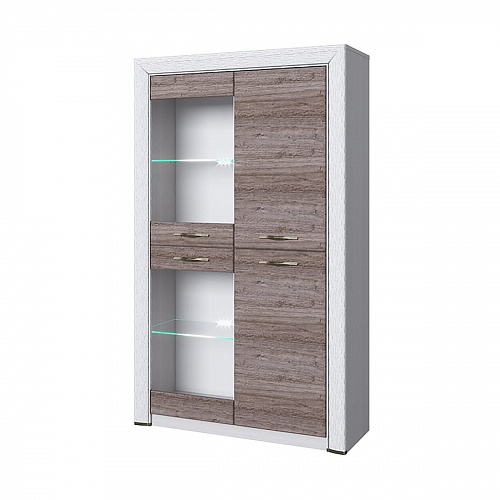 Шкаф-витрина 2V2D OLIVIA Вудлайн крем/дуб анкона