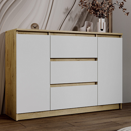 Комод ВЕГА 2Д-3Я Дуб Вотан/Белый гладкий