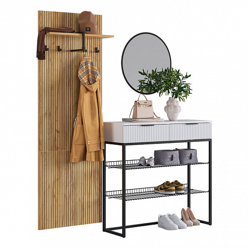 Прихожая К2 дуб крафт золотой/белое дерево