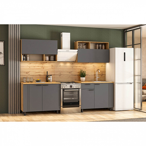 Кухня Монако 2,0 Дуб Золотой/Графит/Дуб Вотан