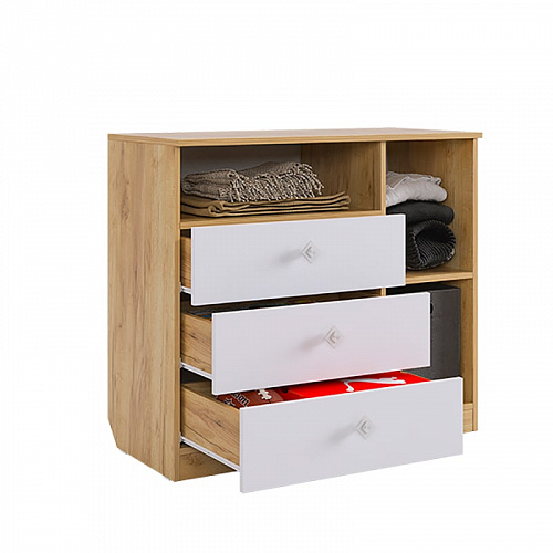 Комод Форсаж дуб крафт золотой/белый