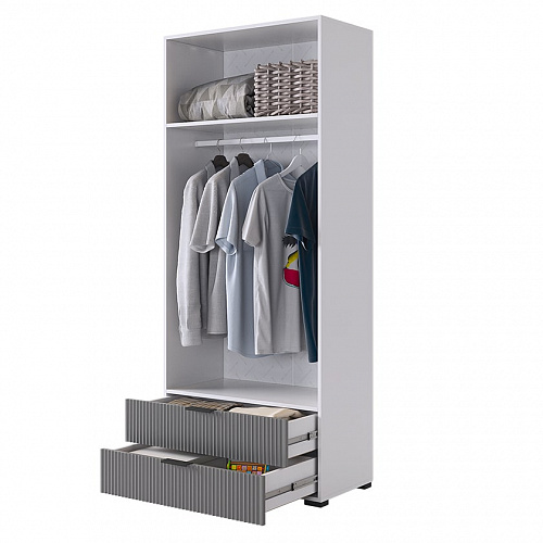 Шкаф двухдверный Зефир 108.01 белое дерево/серый (эмаль)