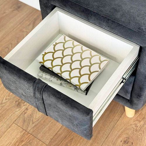 Тумба прикроватная Софи 3 грей алькантара (велюр)